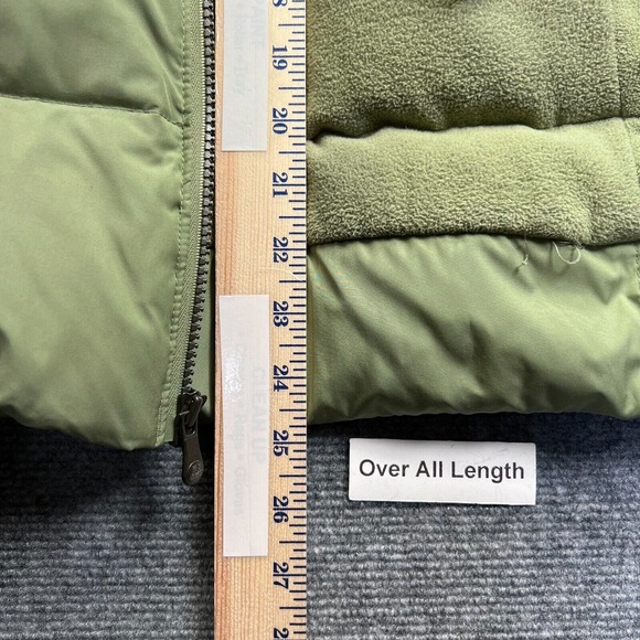 Vtg Old Navy Down Puffer Jacket Womens Small Green Packable Hood Fleece Lined - Picture 10 of 16